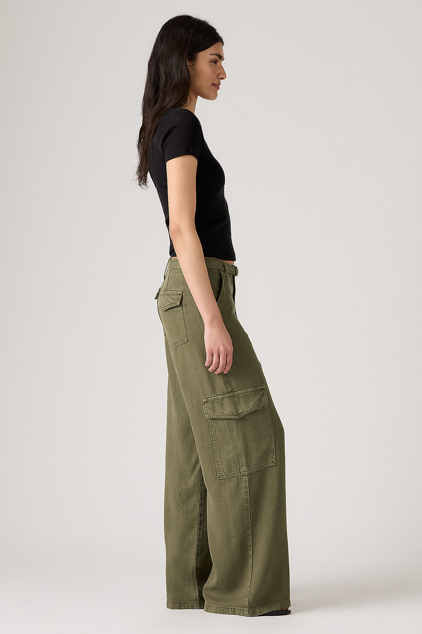 Baggy Dad Cargo Pants Drapey Ivy Green Gd