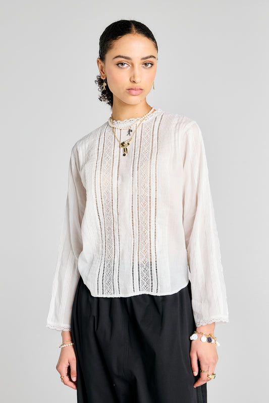 Blue Tab Palmo Blouse White