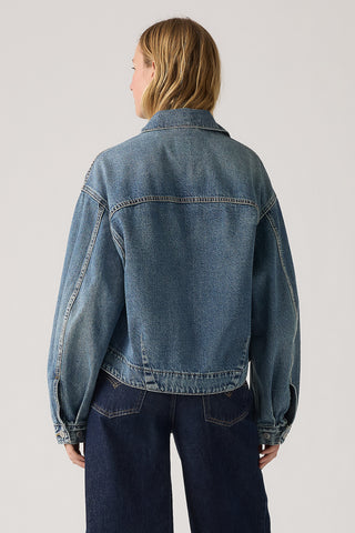 Balloon Sleeve Trucker Jacket Missed My Flight No Tie