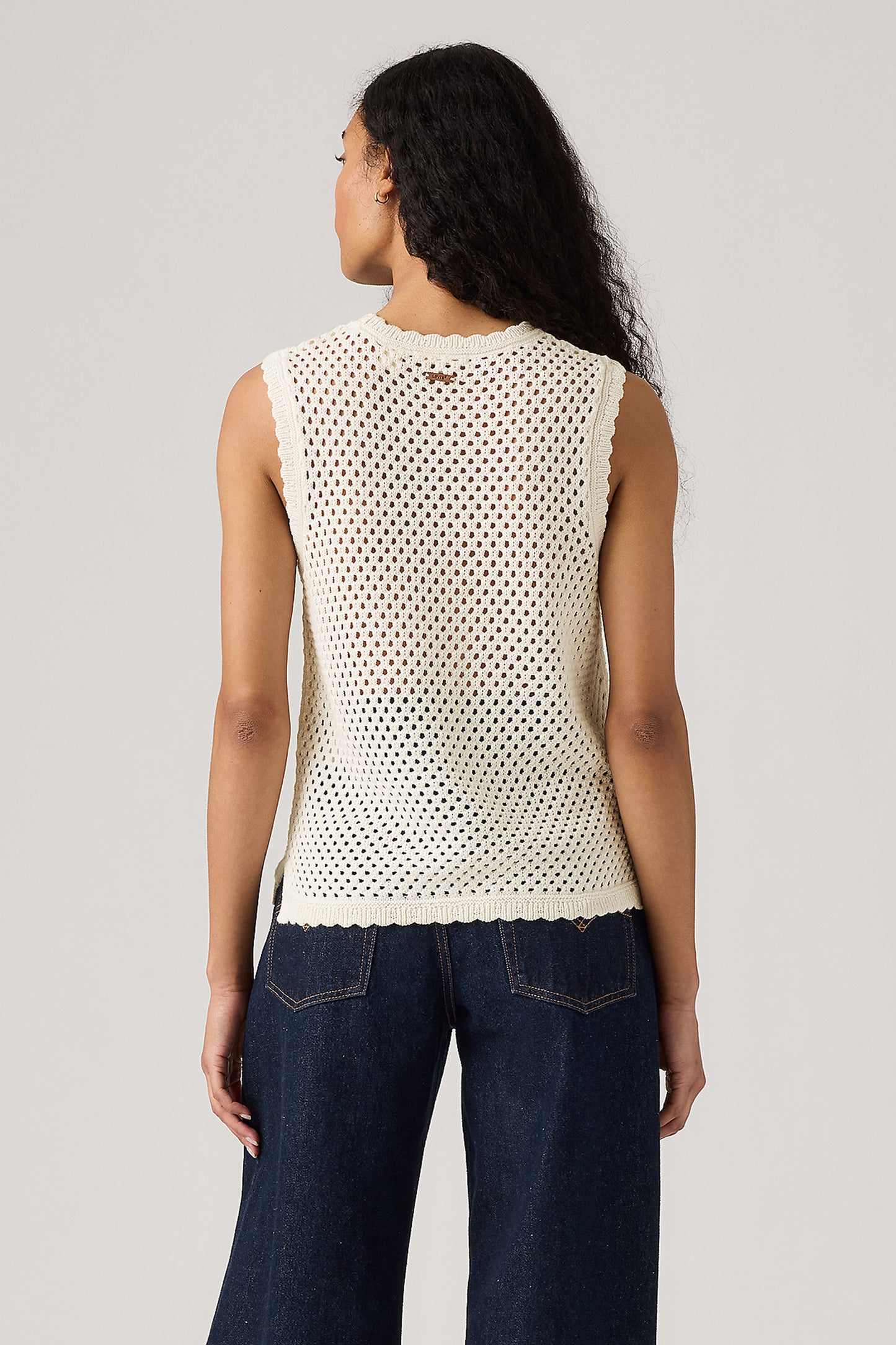 Adrienne Crochet Tank Egret White