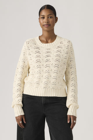 Hope Long Sleeve Crochet Pullover Egret