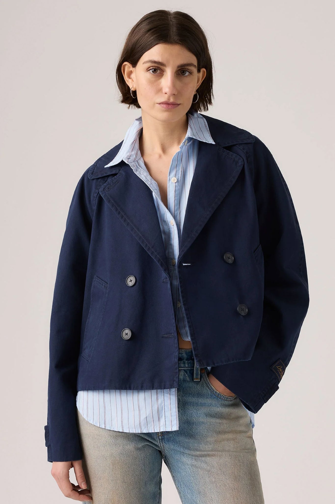 Bree Crop Swing Trench Nightwatch Blue