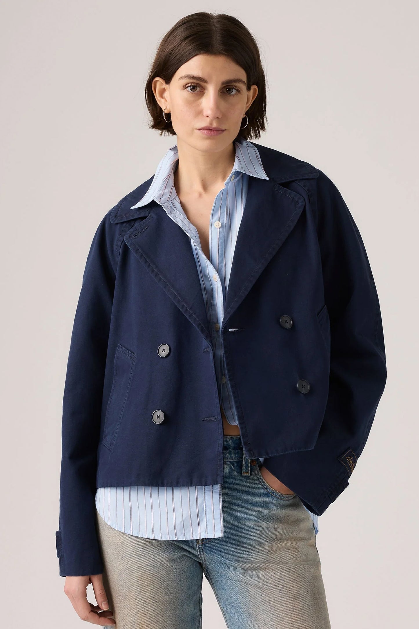 Bree Crop Swing Trench Nightwatch Blue