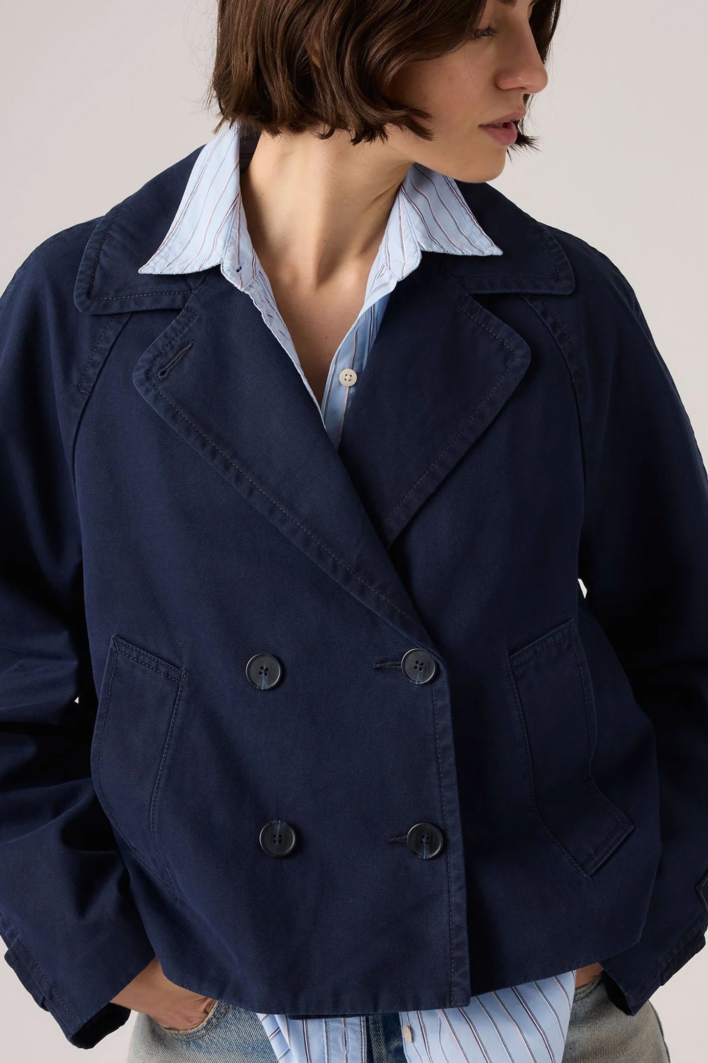 Bree Crop Swing Trench Nightwatch Blue