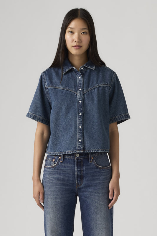 Logan Short Sleeve Denim Shirt Tencel Tinted Times