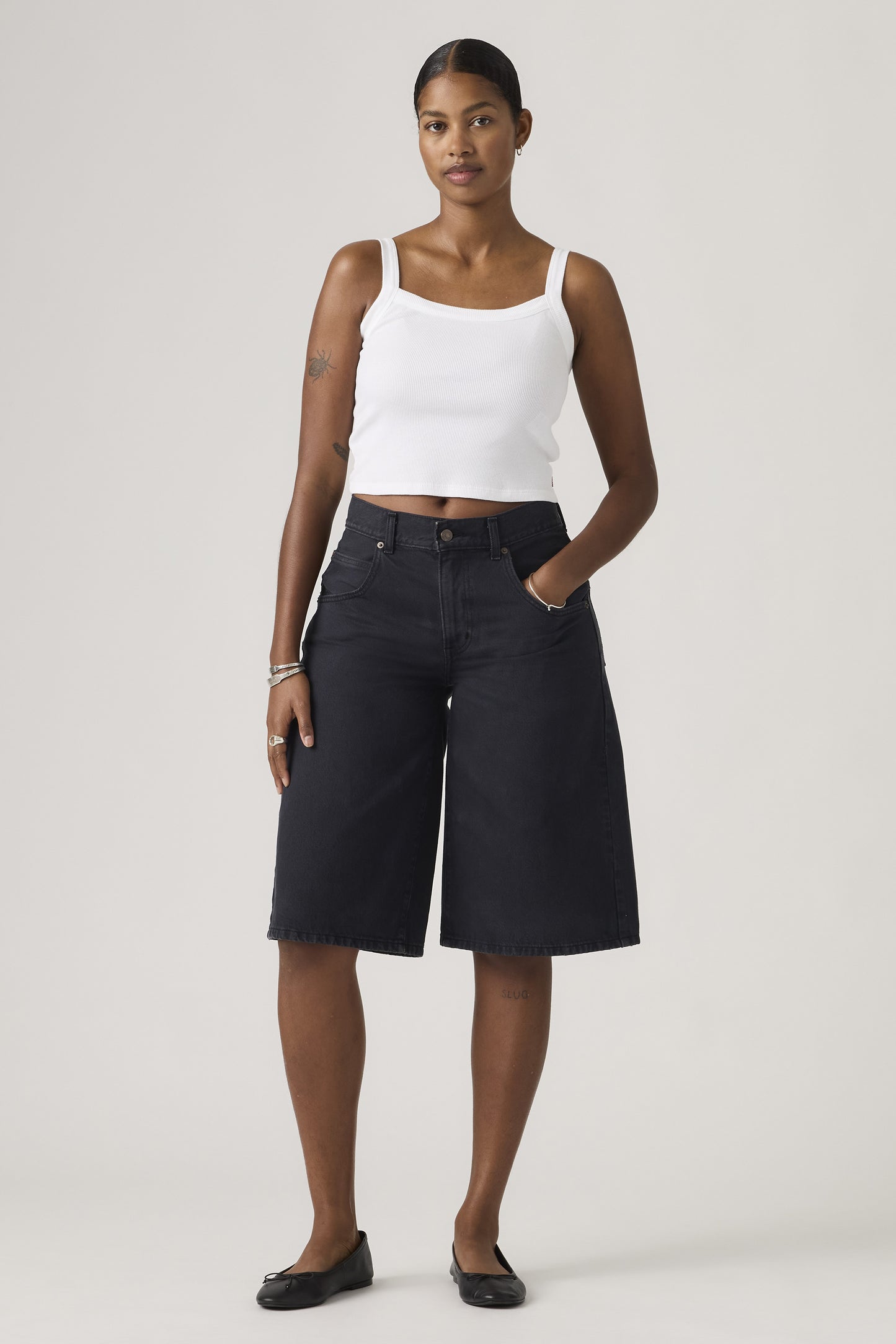 Super Baggy Jort Chipped Black Oyster