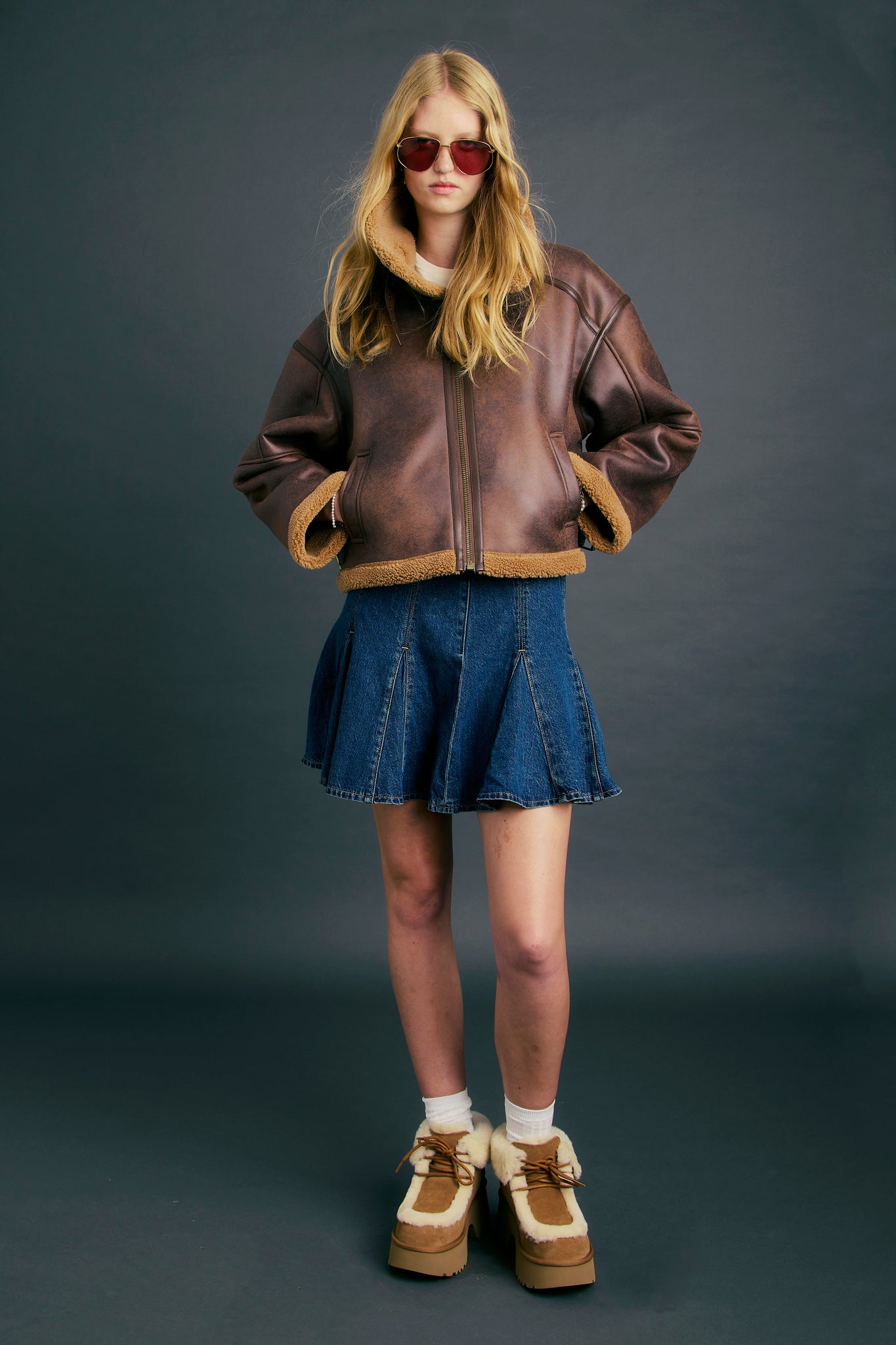 Godet Mini Skirt Fell Off Stone