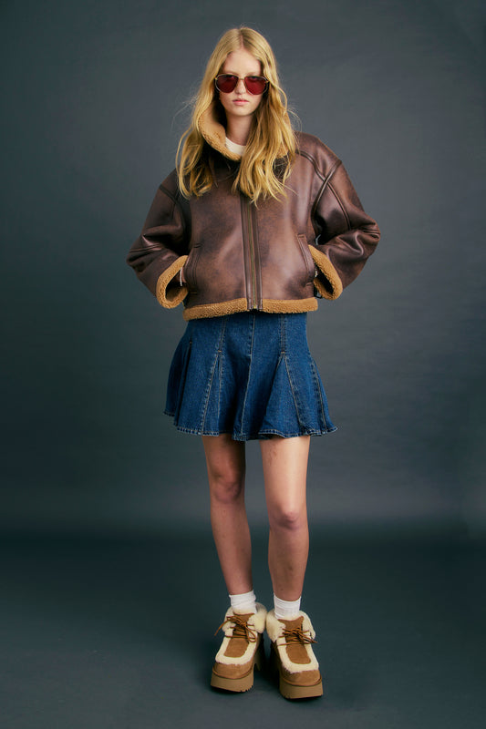 Godet Mini Skirt Fell Off Stone