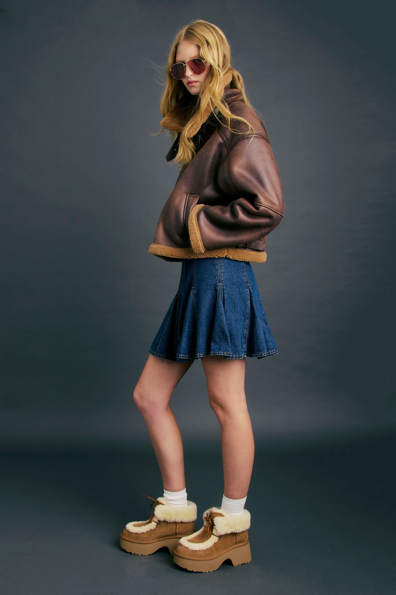 Godet Mini Skirt Fell Off Stone