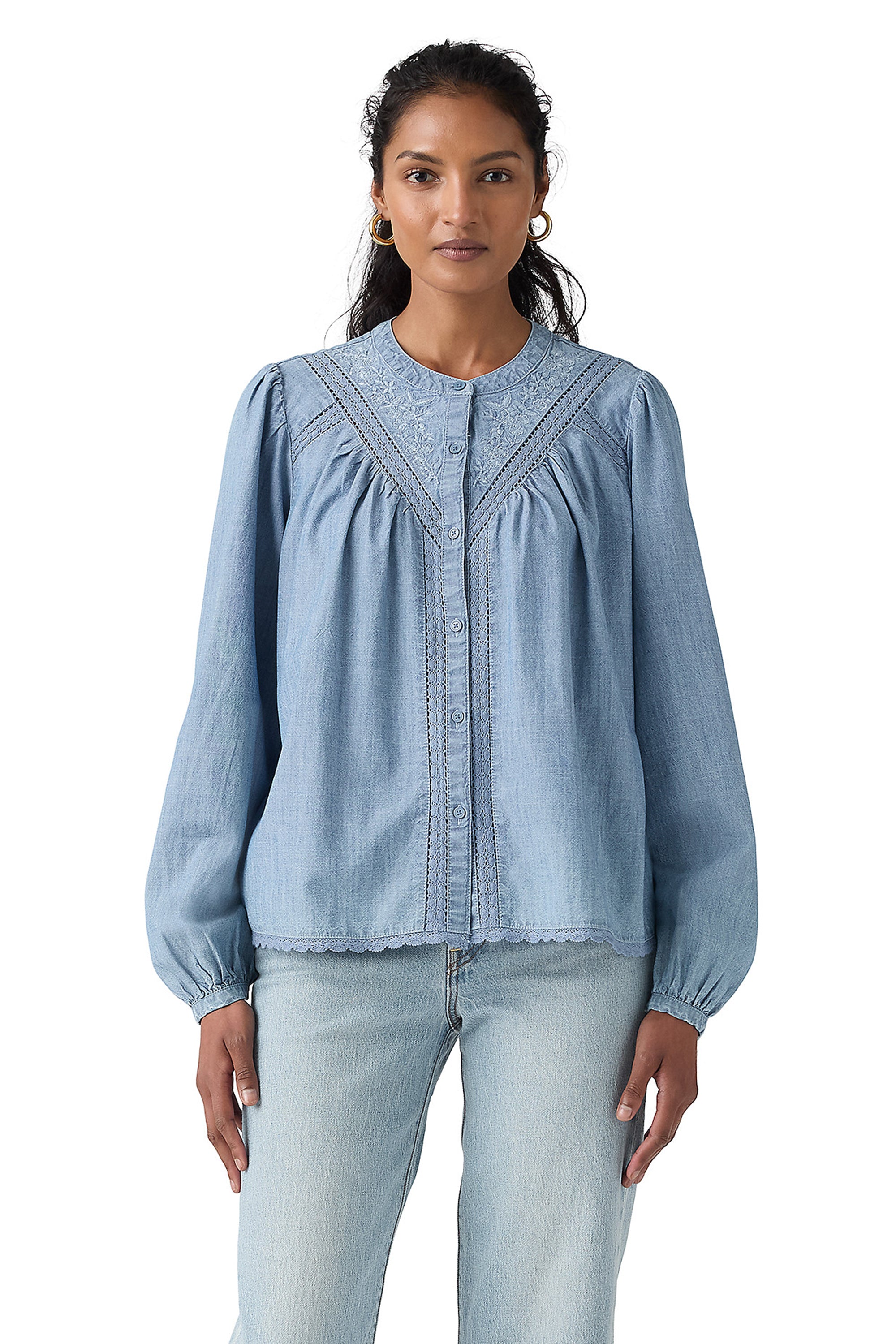 Cleo Long Sleeve Blouse Faded Tide – Karen Walker