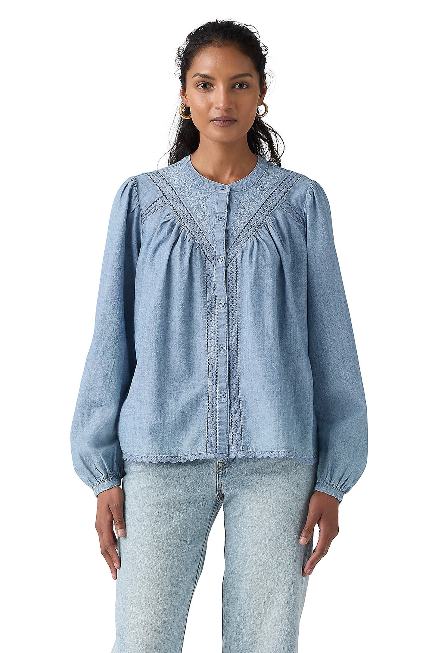 Cleo Long Sleeve Blouse Faded Tide