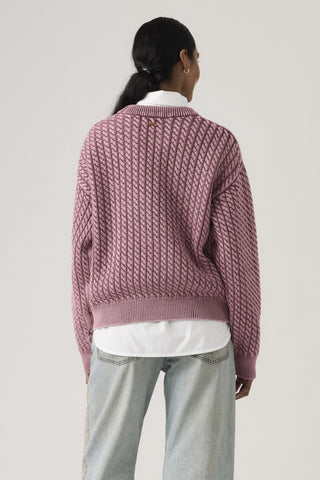 Leilah Cable Crewneck Washed Crushed Berry