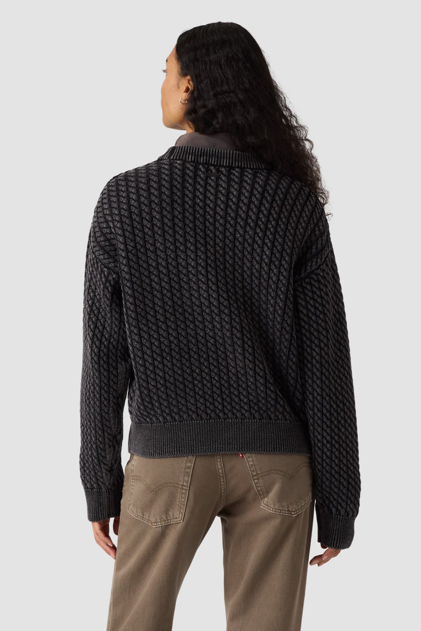 Leilah Cable Crewneck Washed Anthracite Night