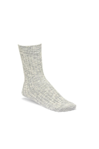 Cotton Slub Socks Gey White