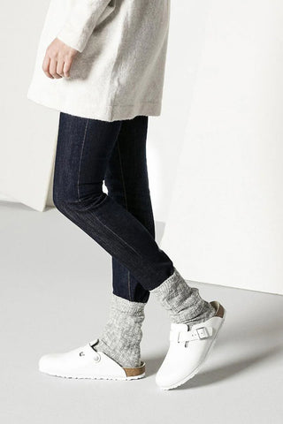 Cotton Slub Socks Gey White