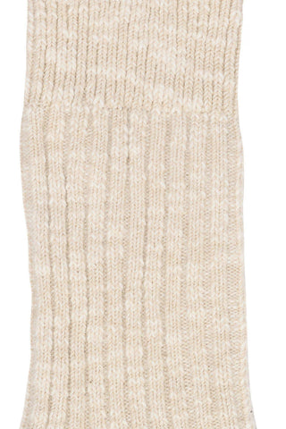 Cotton Slub Socks Beige White