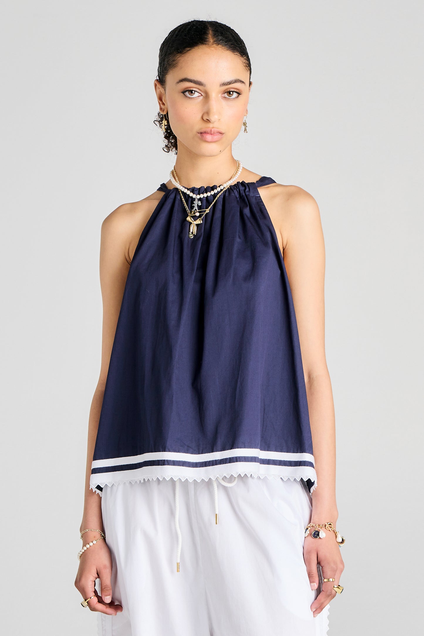 Scout Bow Back Top Navy