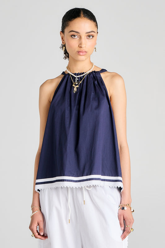 Scout Bow Back Top Navy