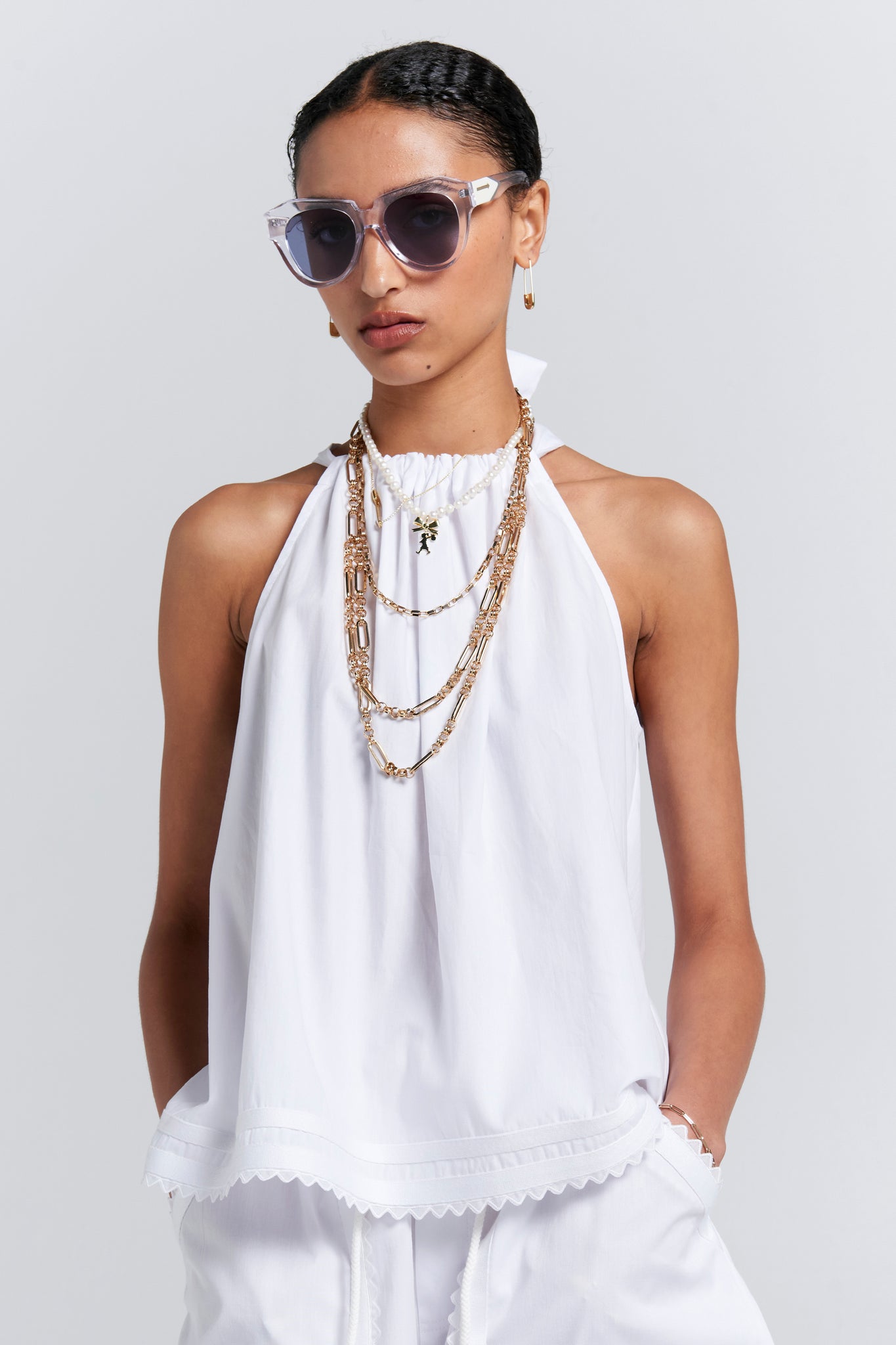 Scout Bow Back Top White