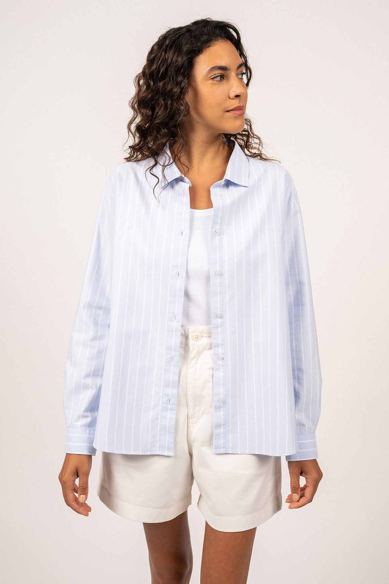 Myriam Blouse Ciel/Blanc