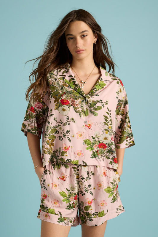 Love Letter Crop Boxer PJ Soft Pink