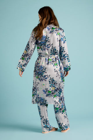 Love Letter Silk Maxi Robe Skyway Blue