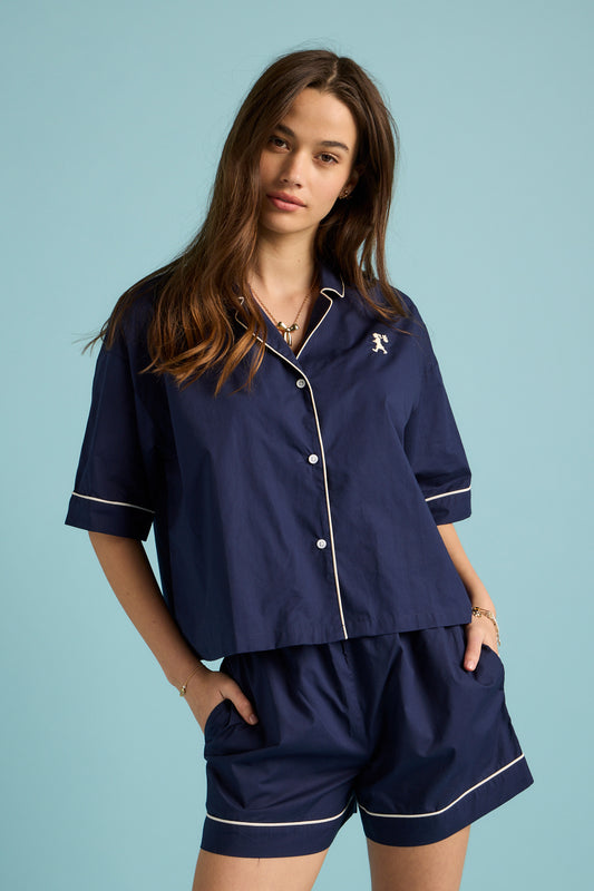 Runaway Girl Boxer PJ Set Deep Indigo