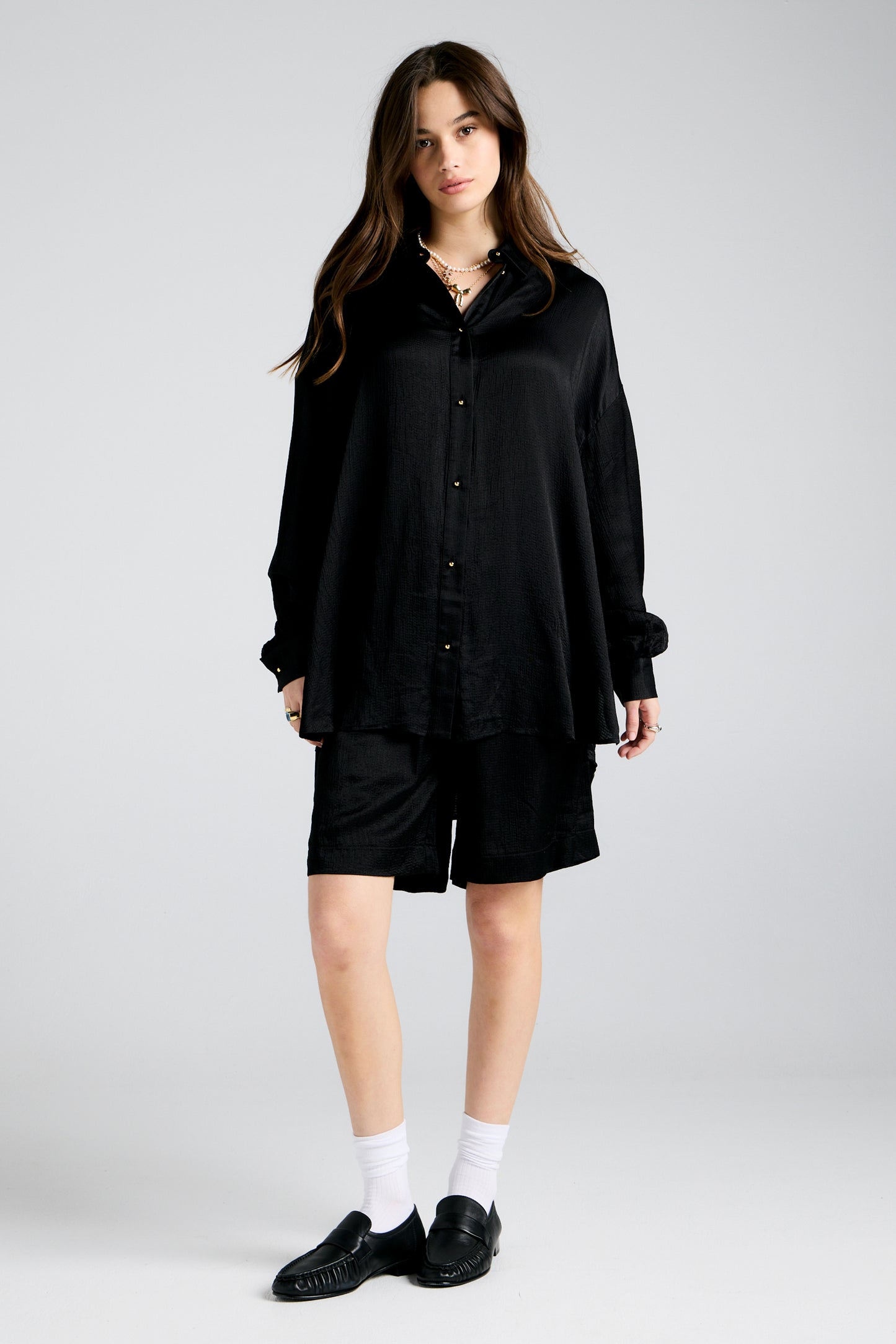Oversized Walker Shirt Silk Viscose Black