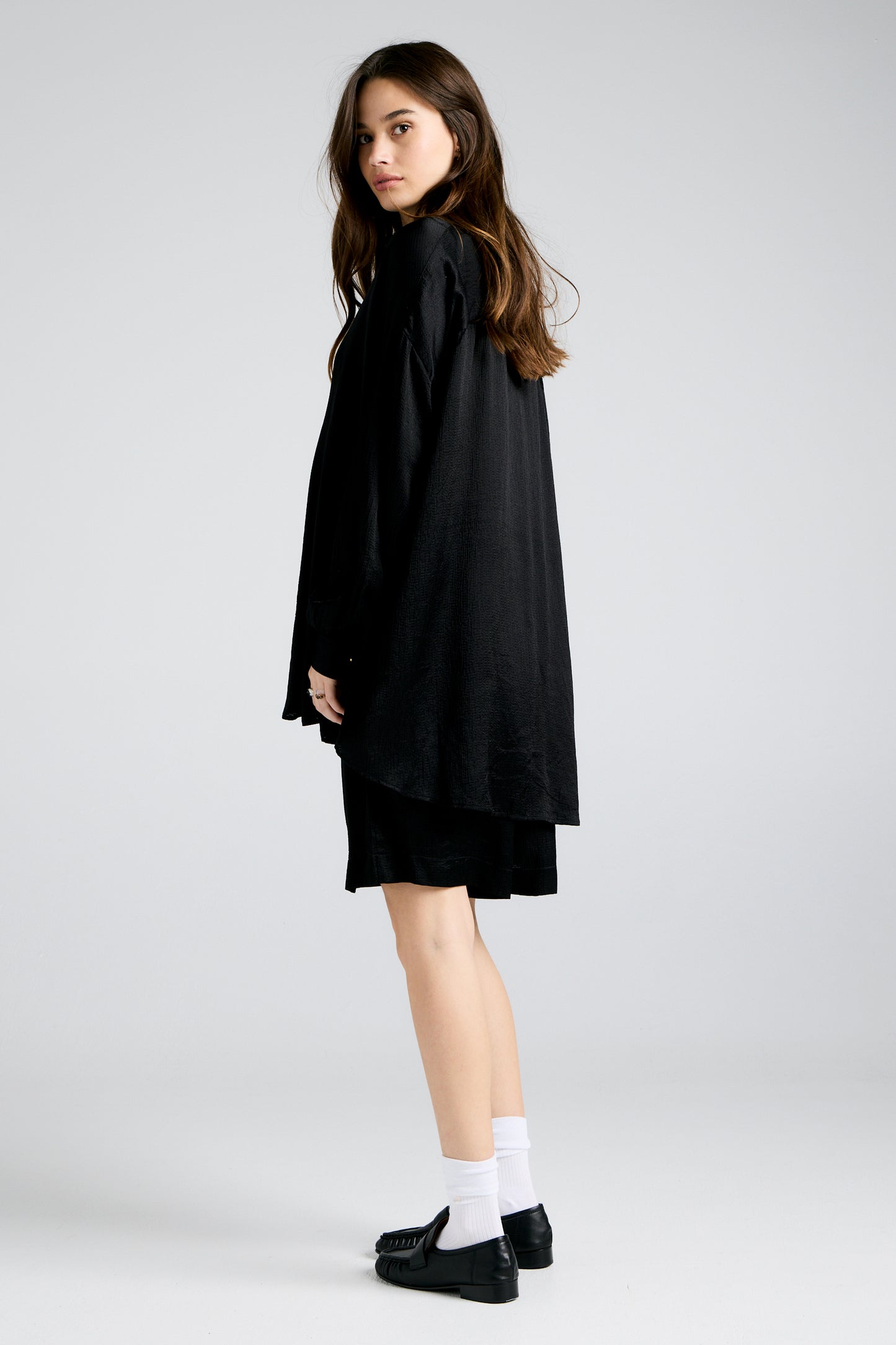 Oversized Walker Shirt Silk Viscose Black
