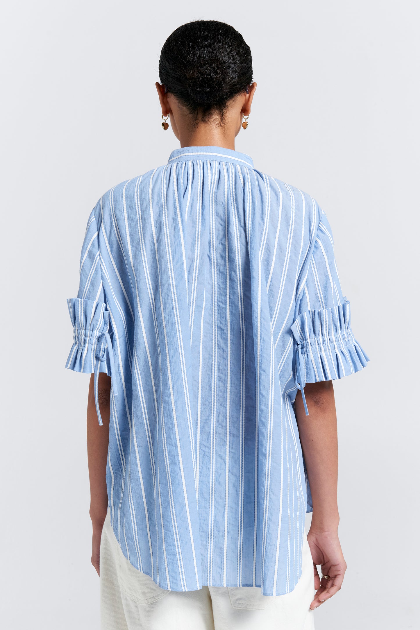Floret Ruffle Shirt Blue