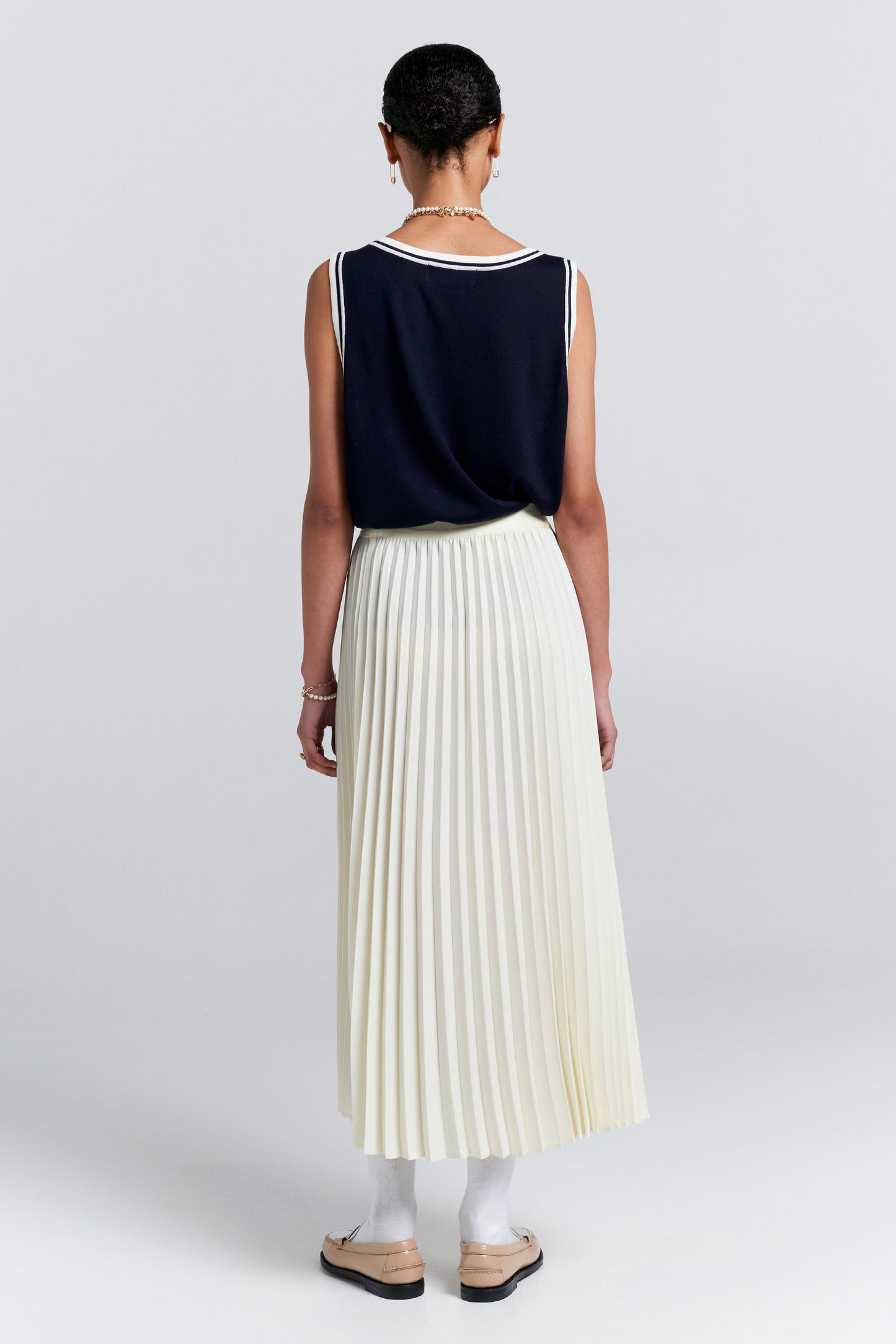 Sunray Pleated Skirt Cream
