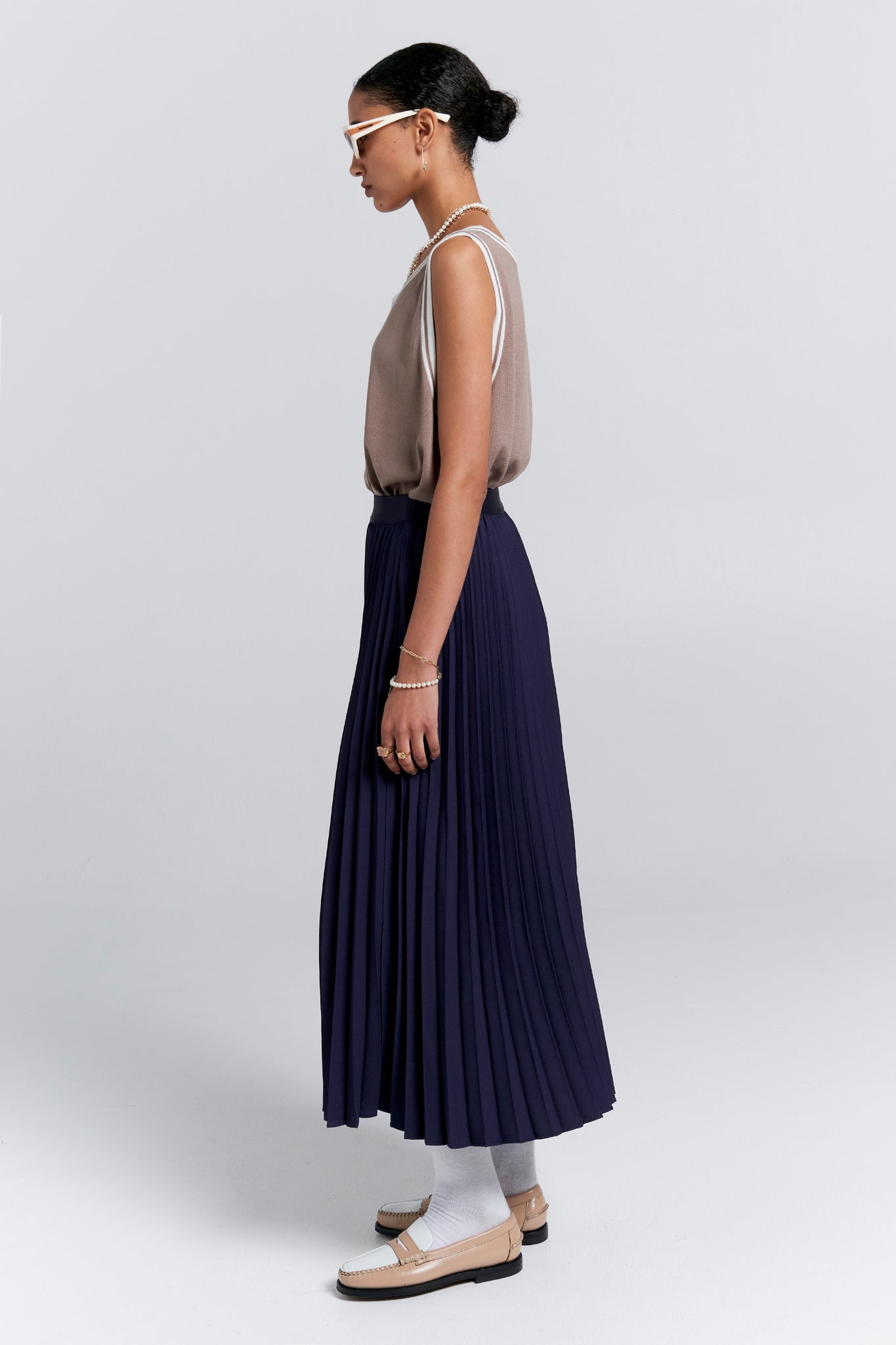 Sunray Pleated Skirt Navy