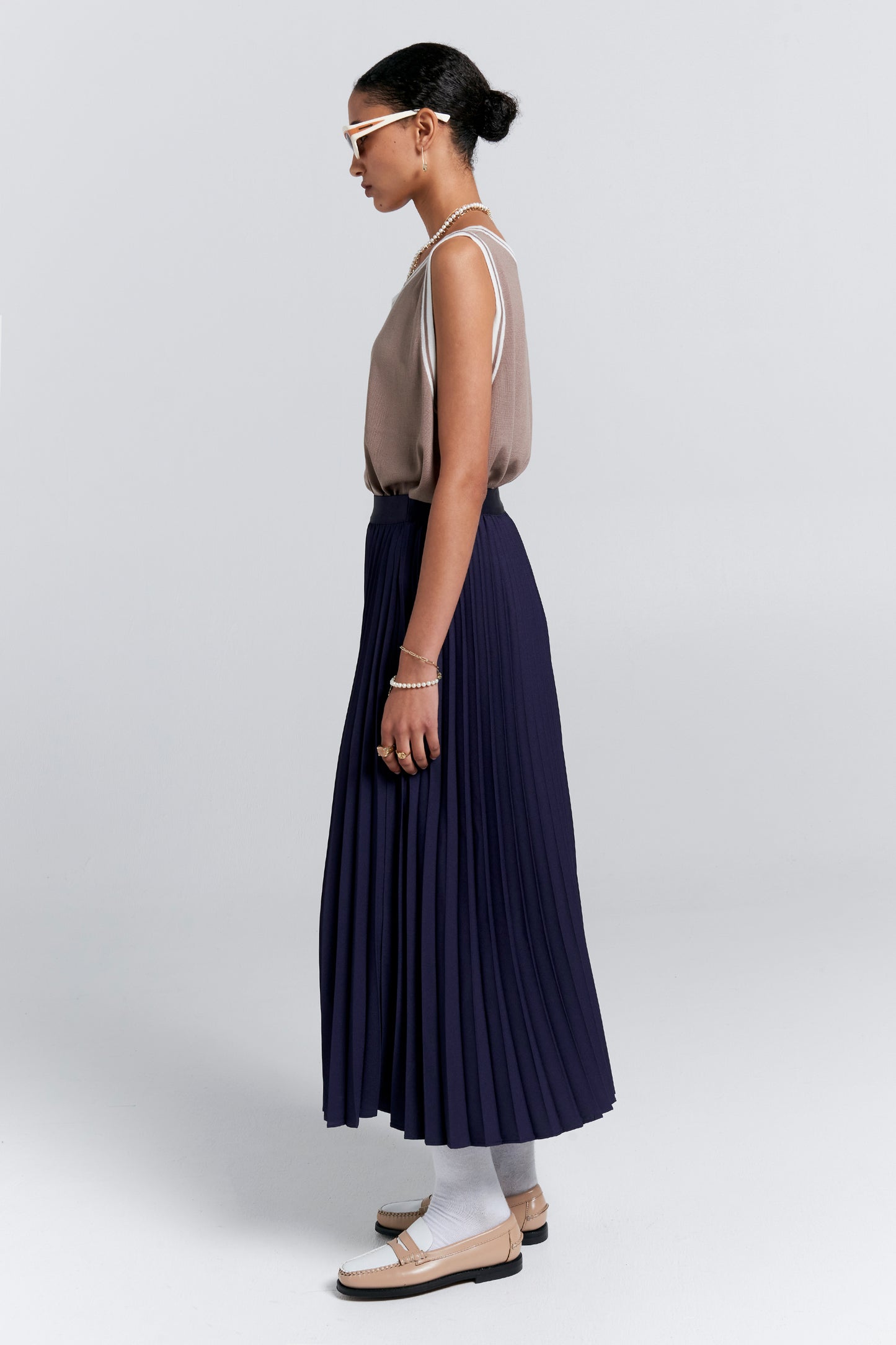 Sunray Pleated Skirt Navy