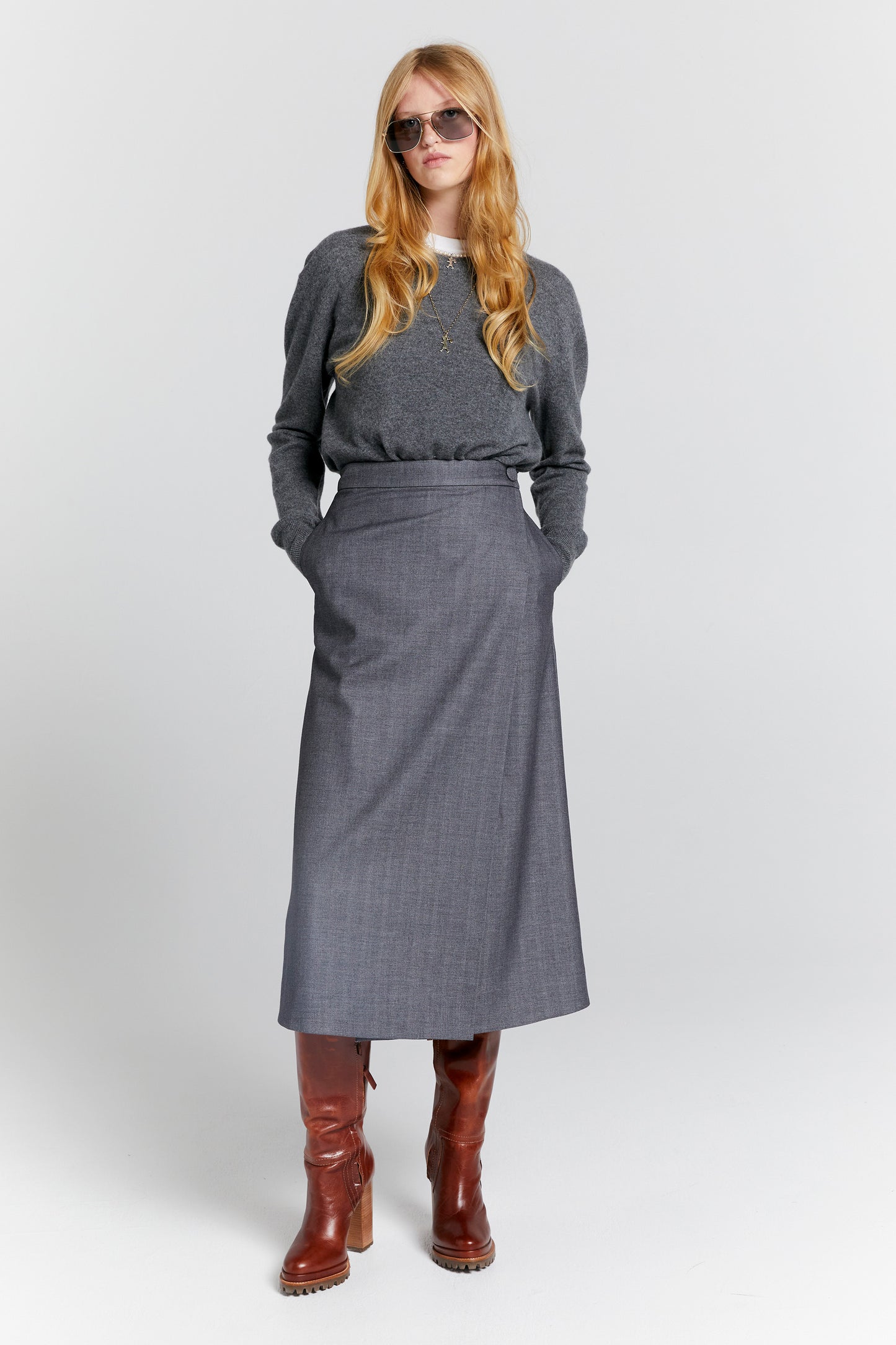 Roving Wrap Skirt Charcoal