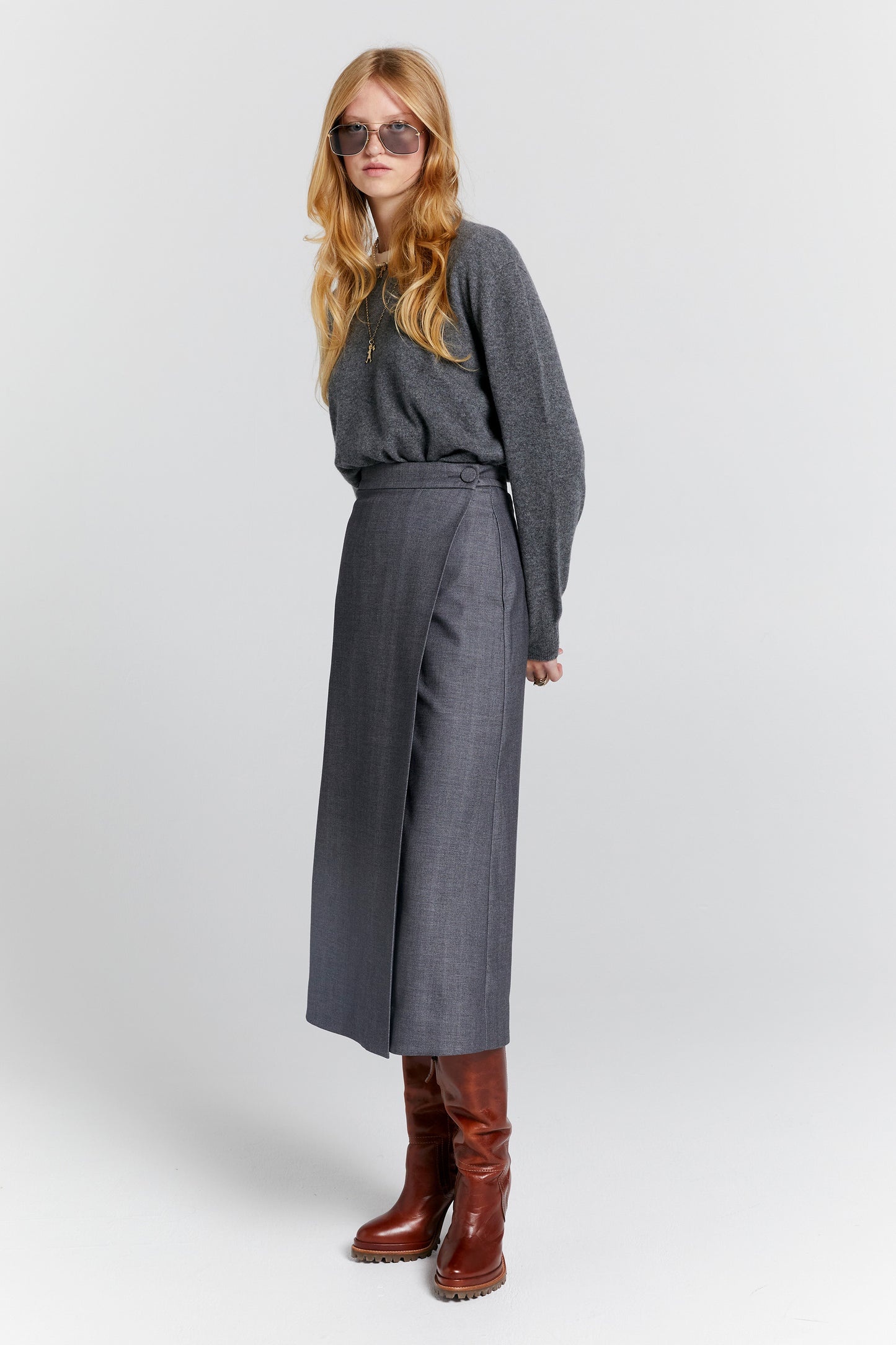 Roving Wrap Skirt Charcoal