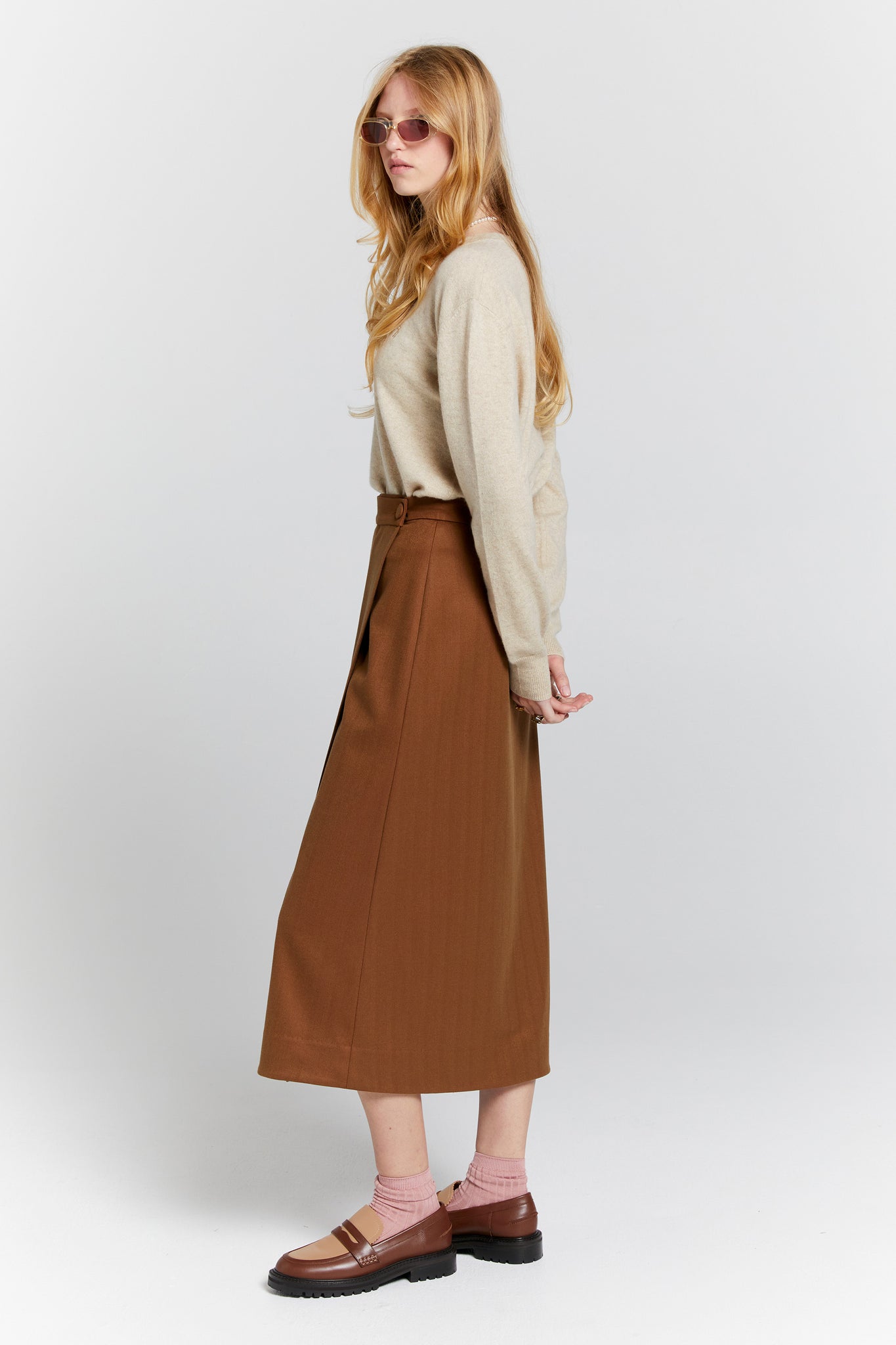 Roving Wrap Skirt Chestnut