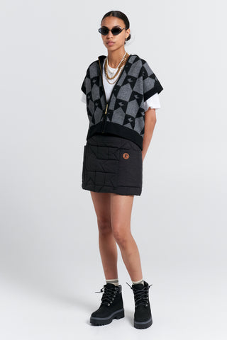 Quilted Monogram Skirt Black