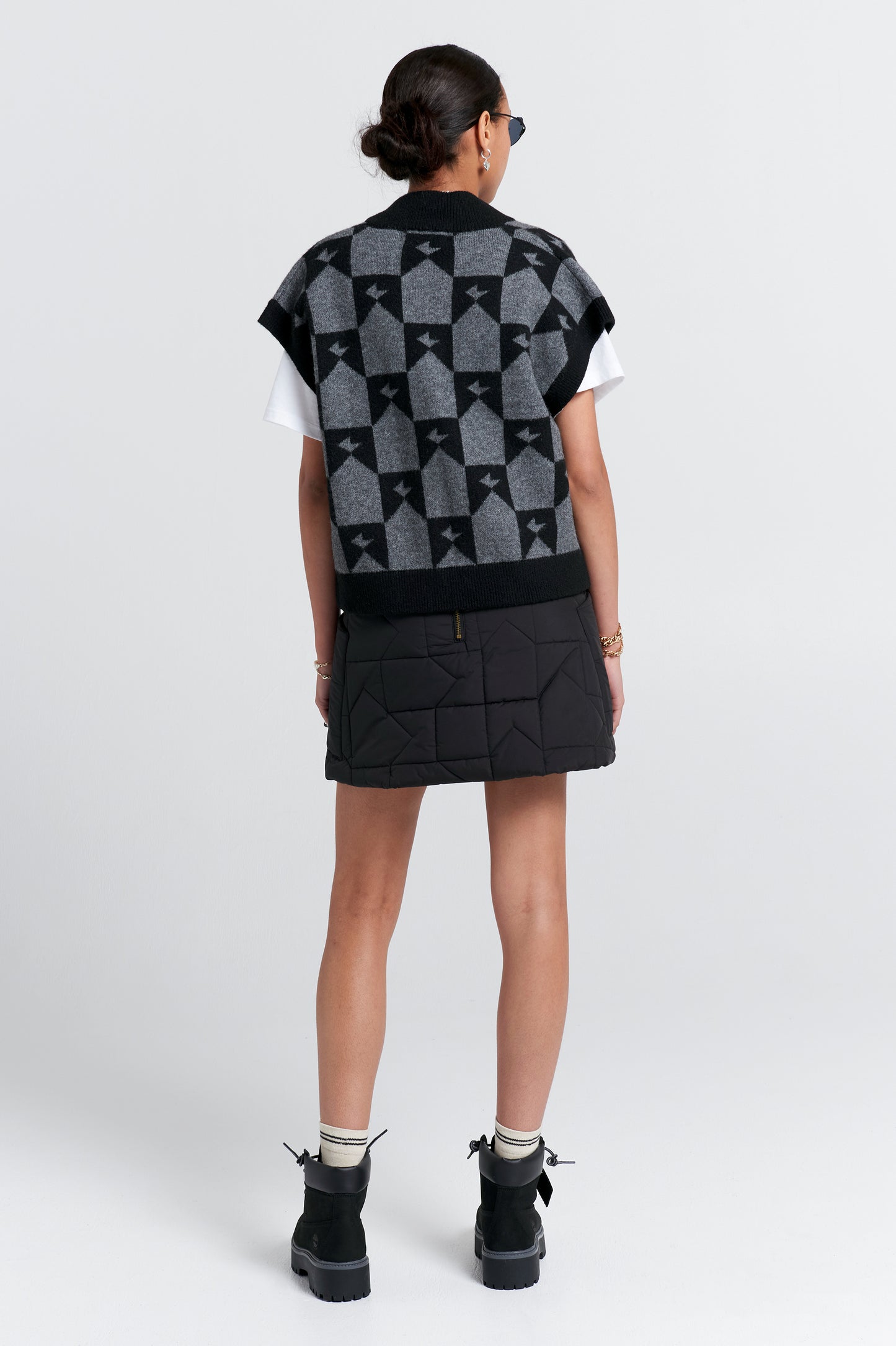 Quilted Monogram Skirt Black