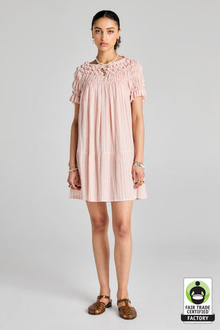 Mini Orestes Organic Cotton Dress Stripe Cotton Voile Pink
