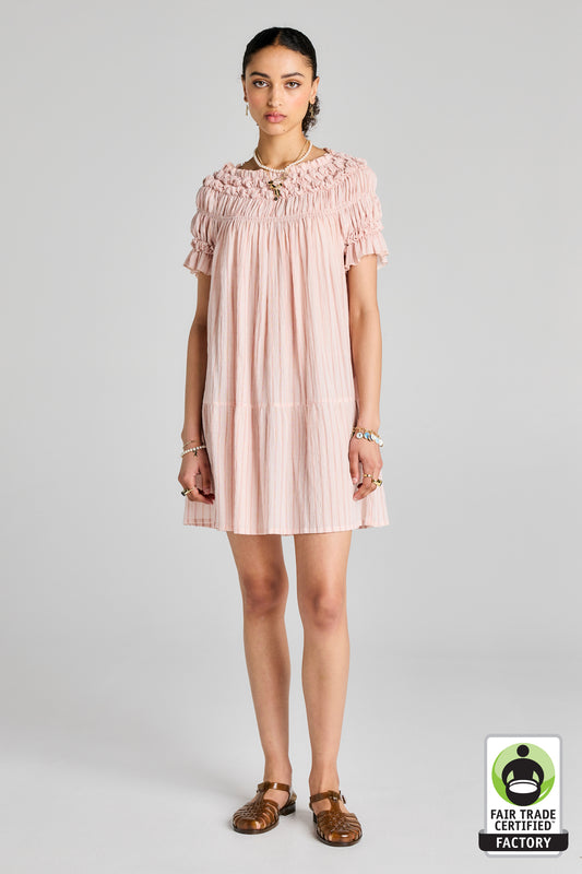 Mini Orestes Organic Cotton Dress Stripe Cotton Voile Pink