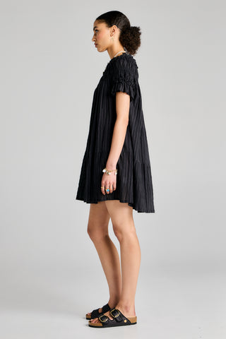 Mini Orestes Organic Cotton Dress Stripe Cotton Voile Black