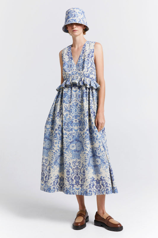 Cordyline Dress Natural/Blue