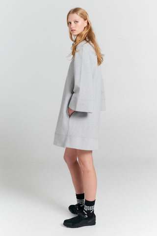 Zip Front Sweatshirt Dress Grey Marle
