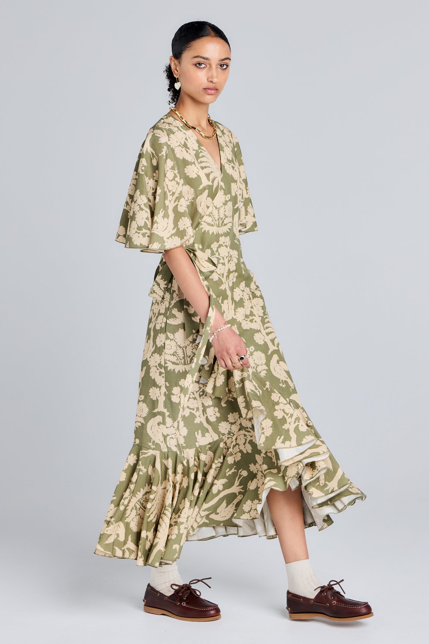 Carmel Wrap Dress Olive