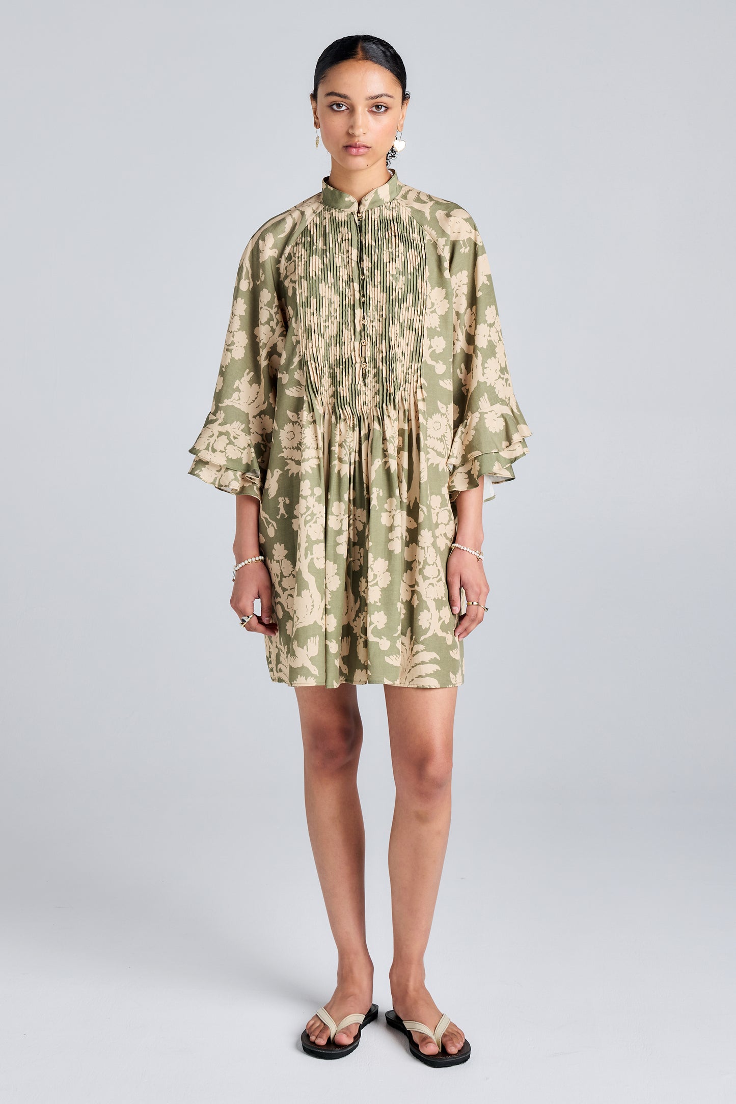 Abigail Pleated Dress Olive