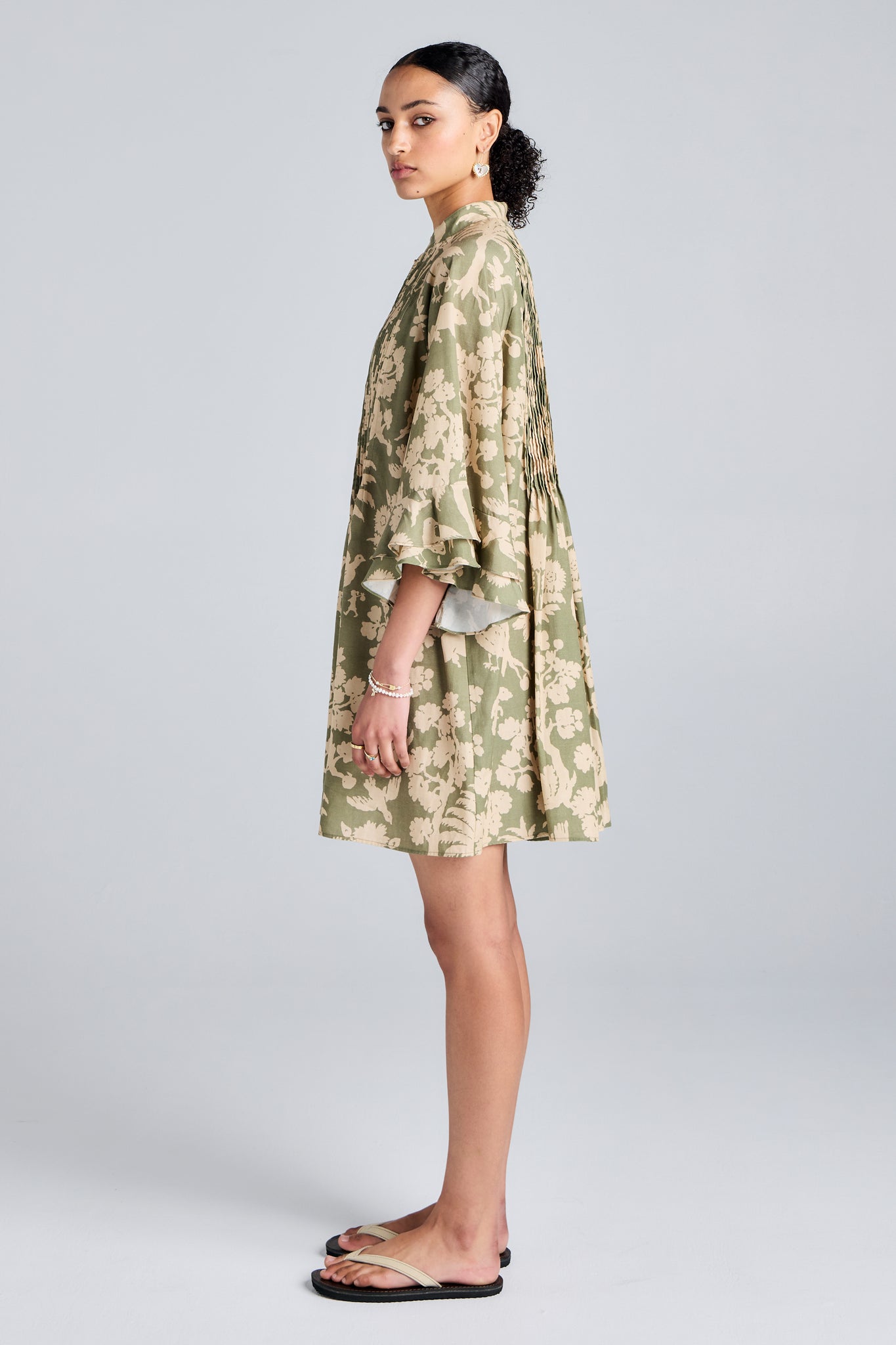 Abigail Pleated Dress Olive