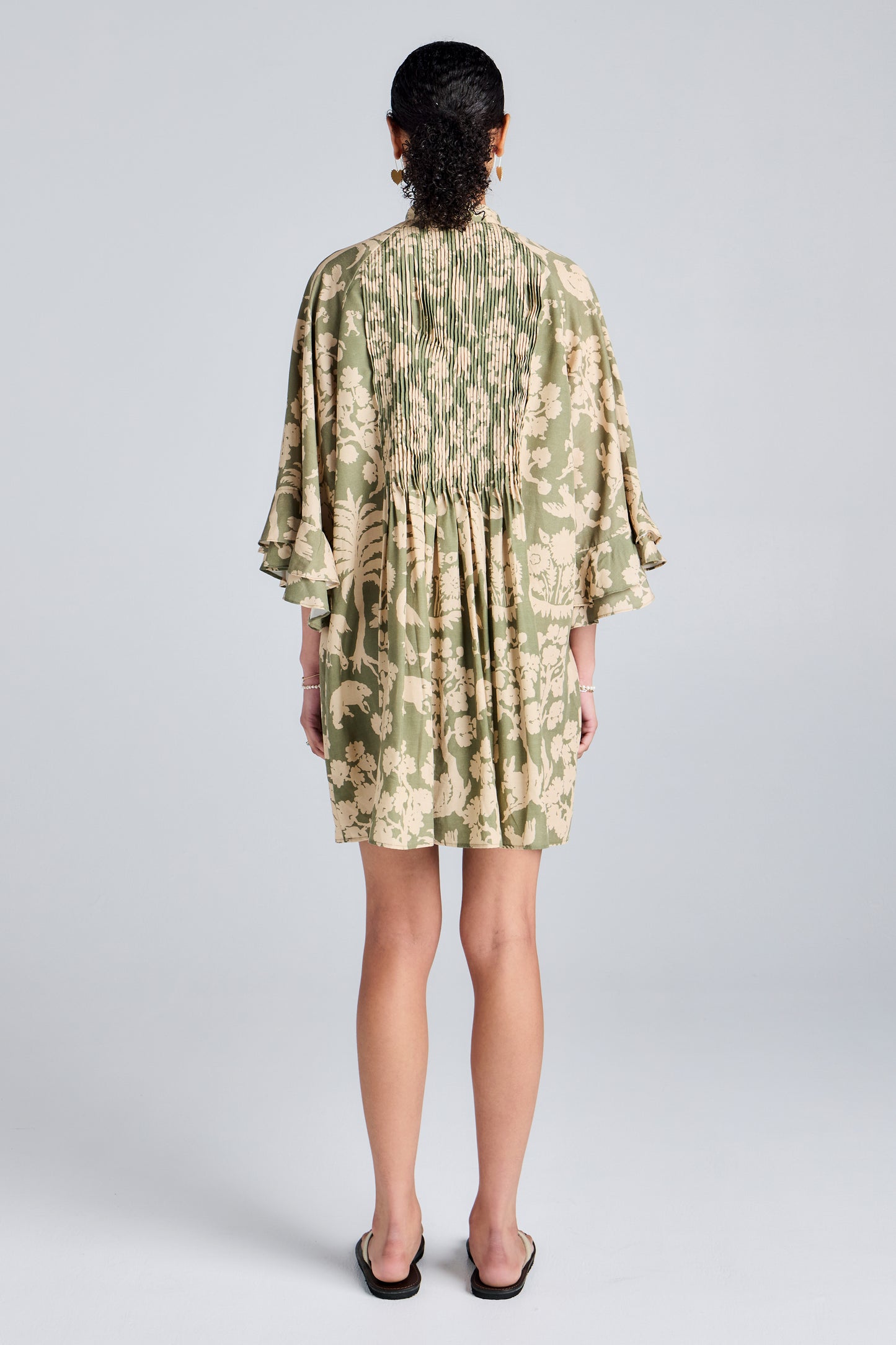 Abigail Pleated Dress Olive