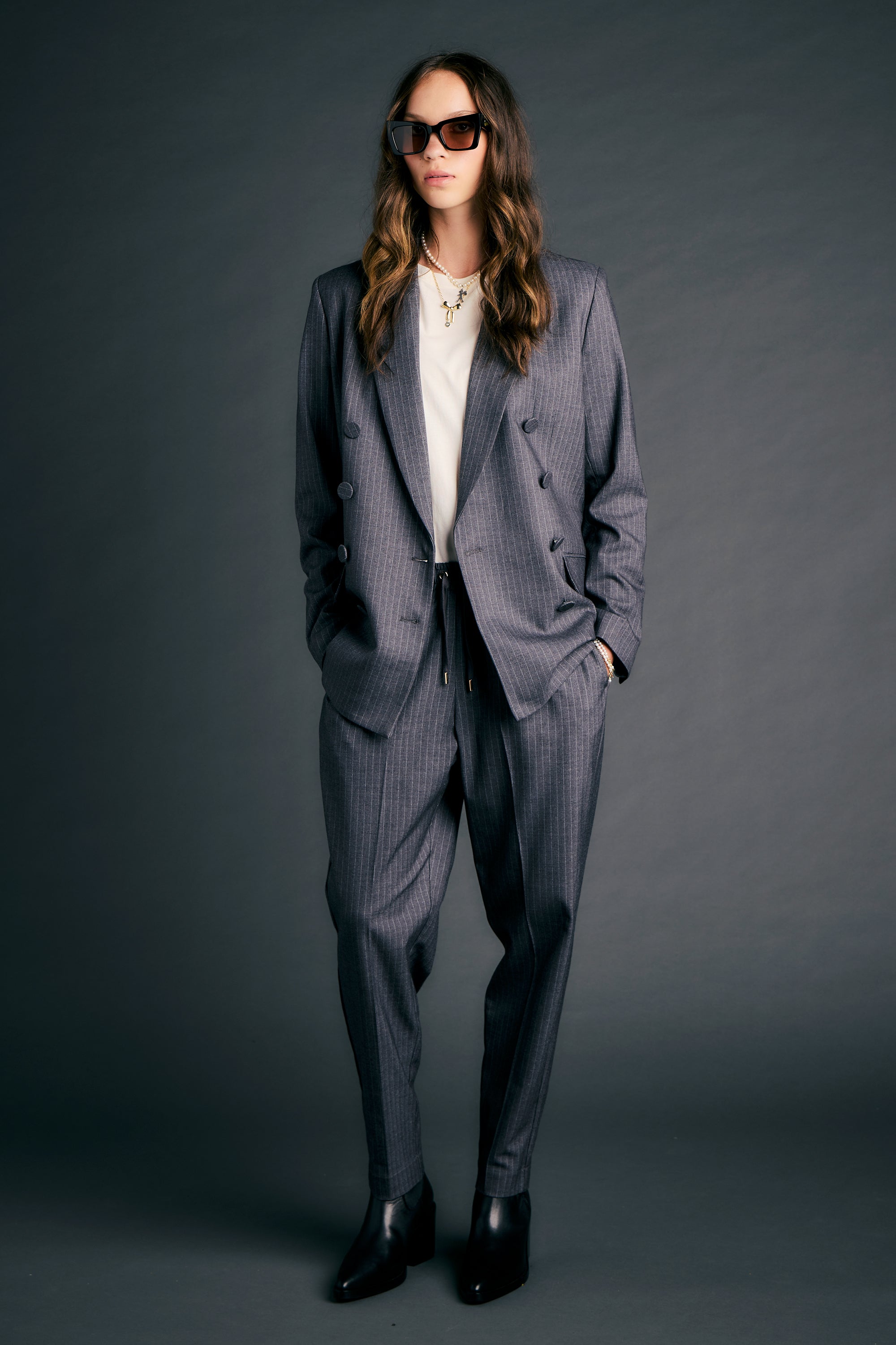 Nico Trousers Fine Pinstripe Charcoal – Karen Walker