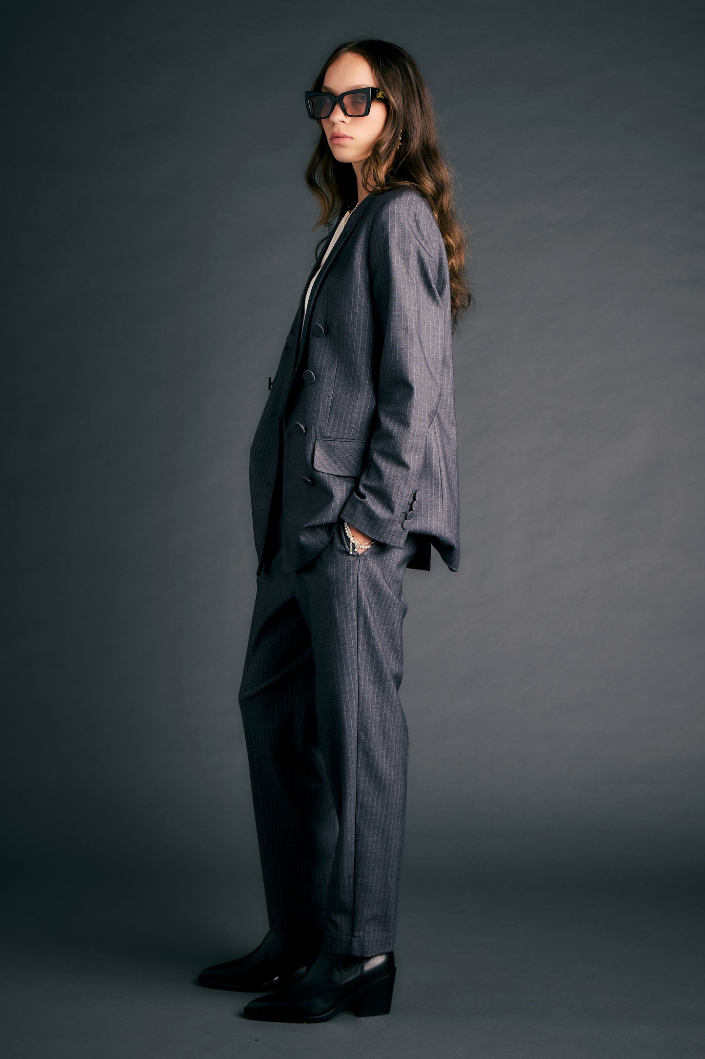 Nico Trousers Fine Pinstripe Charcoal