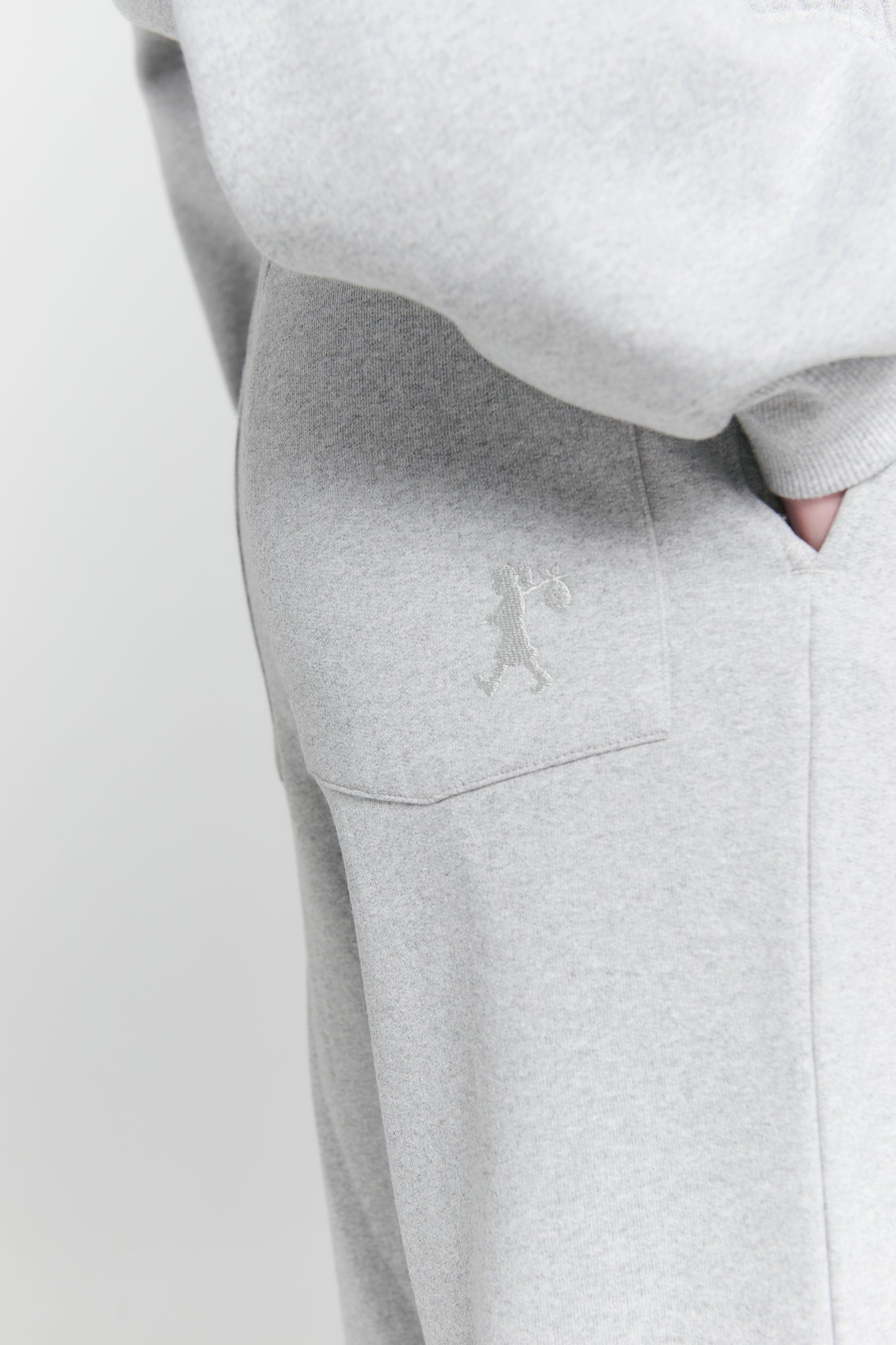 Pin Tuck Track Pants Grey Marle